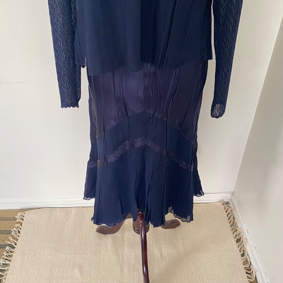 NWT Komarov Tiered Charmeuse & Chiffon Dress & Jacket - Picture 12 of 14